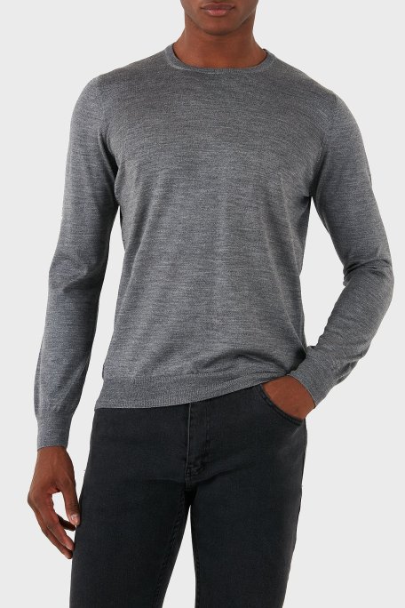 Gran Sasso Yün Karışımlı Slim Fit Bisiklet Yaka Erkek Kazak 57167 13190 071 KOYU GRİ - Gran Sasso