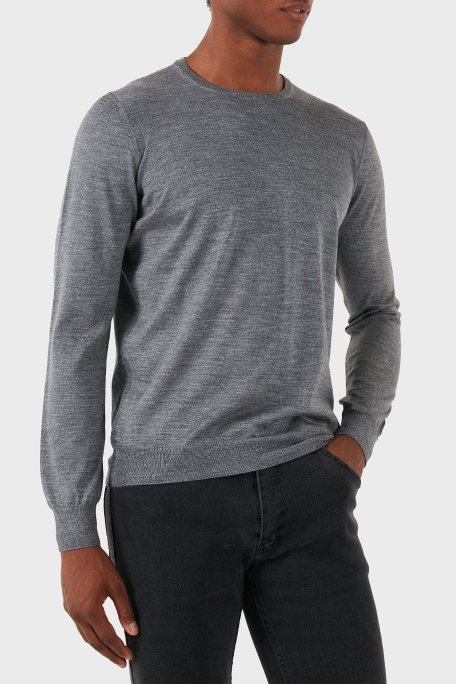 Gran Sasso Yün Karışımlı Slim Fit Bisiklet Yaka Erkek Kazak 57167 13190 071 KOYU GRİ - Gran Sasso (1)