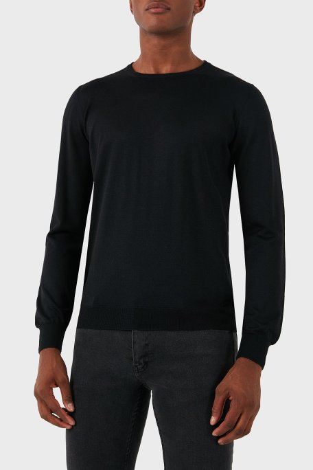 Gran Sasso Yün Karışımlı Slim Fit Bisiklet Yaka Erkek Kazak 57167 13190 099 SİYAH - Gran Sasso