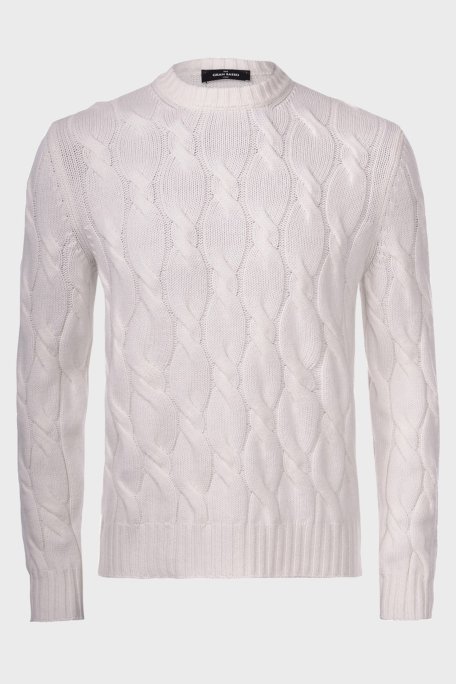 Gran Sasso Yün ve Kaşmir Karışımlı Bisiklet Yaka Erkek Kazak 13186 19659 001 BEYAZ - Gran Sasso