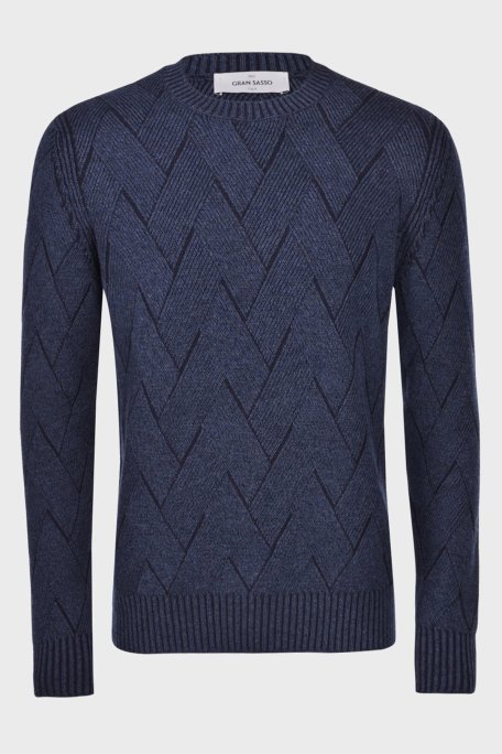 Gran Sasso Yün ve Kaşmir Karışımlı Bisiklet Yaka Erkek Kazak 23120 19673 596 LACİVERT - Gran Sasso