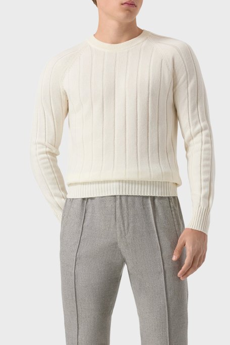 Gran Sasso Yün ve Kaşmir Karışımlı Regular Fit Bisiklet Yaka Erkek Kazak 23135 19657 001 EKRU - Gran Sasso (1)