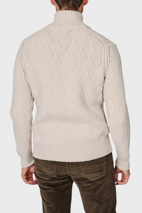 Gran Sasso Yün ve Kaşmir Karışımlı Regular Fit Dik Yaka Fermuarlı Erkek Hırka 10155 19654 113 BEJ - Gran Sasso (1)