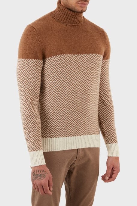 Gran Sasso Yünlü Desenli Balıkçı Yaka Erkek Kazak 13117 22617 006 KAHVE - Gran Sasso (1)