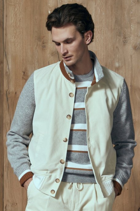 Gran Sasso Yünlü Dik Yaka Düğmeli Erkek Ceket 23108 52206 005 EKRU - Gran Sasso