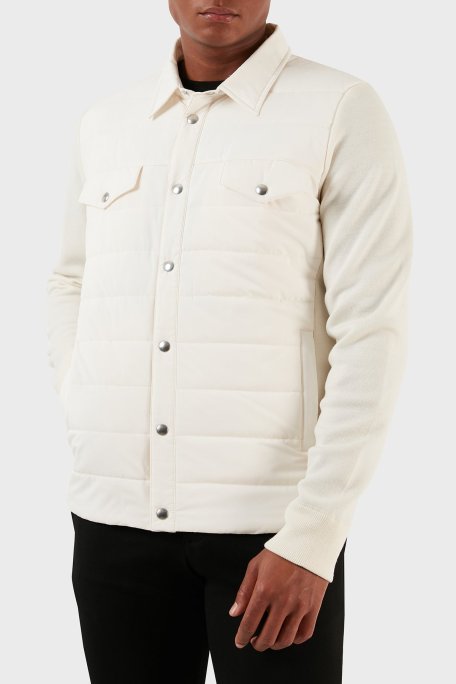 Gran Sasso Yünlü Kapitone Erkek Gömlek Ceket 57129 69315 005 EKRU - Gran Sasso