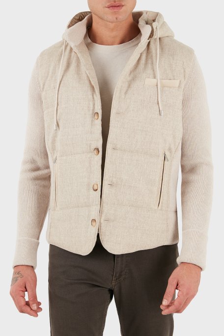 Gran Sasso Yünlü Regular Fit Çıkarılabilir Kapüşonlu Düğmeli Erkek Mont 23191 51303 010 BEJ - Gran Sasso