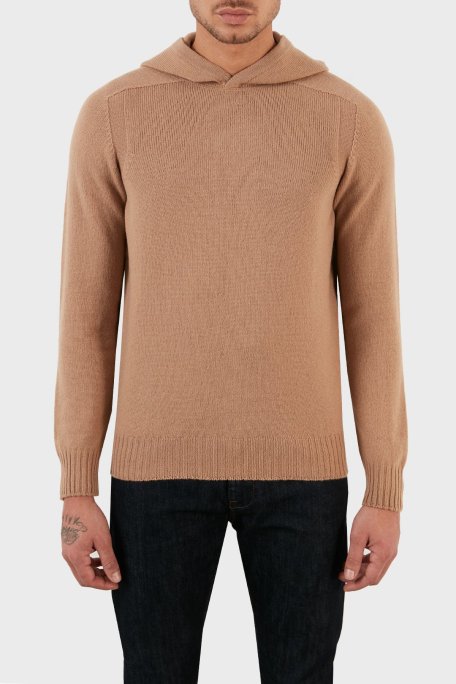 Gran Sasso Yünlü Yumuşak Dokulu Kapüşonlu Erkek Kazak 24122 25024 116 KAHVE - Gran Sasso