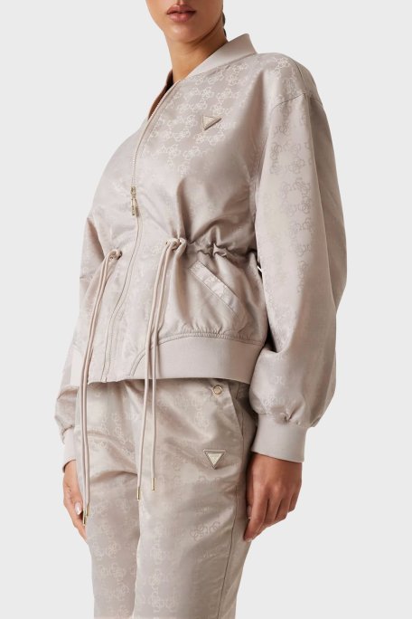 Guess 4G Aop Regular Fit Kolej Yaka Tamamı 4G Logolu Bomber V5YL11WHFU0 Bayan Ceket V5YL11 WHFU0 FJ8F BEJ - Guess (1)