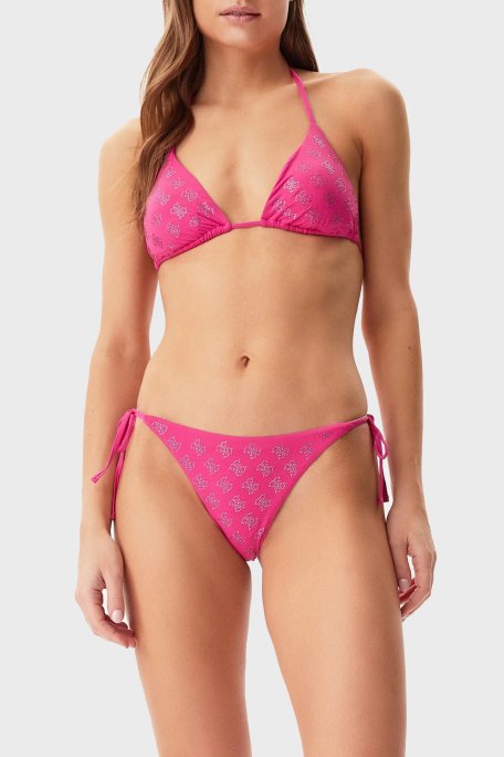 Guess 4G Rhinestone Taşlı Logolu Üçgen Bağlamalı E5GJ13MC040 Kadın Bikini Üstü E5GJ13 MC040 G4D6 PEMBE - Guess (1)