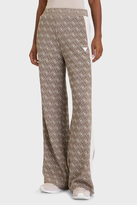 Guess 4G Rhombus Tamamı Logolu Regular Fit Geniş Paça V5BB15K1990 Bayan Pantolon V5BB15 K1990 FNGY KAHVE - Guess