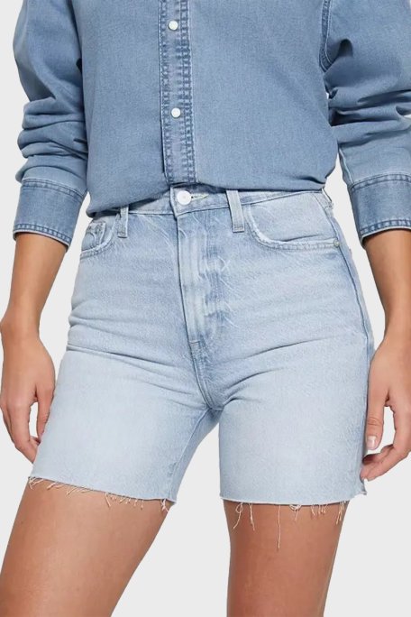 Guess 80s Pedal Yüksek Bel Denim W4GD47D5B66 Bayan Short W4GD47 D5B66 SEAD Buz Mavi - Guess