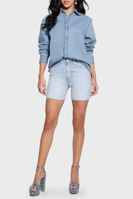 Guess 80s Pedal Yüksek Bel Denim W4GD47D5B66 Bayan Short W4GD47 D5B66 SEAD Buz Mavi - Guess (1)