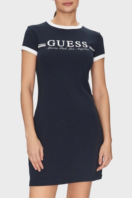 Guess Active Streç Pamuklu Slim Fit Logolu Mini V5GK02KCQX1 Bayan Elbise V5GK02 KCQX1 A71W LACİVERT-BEYAZ - Guess