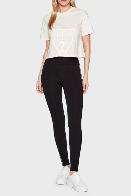 Guess Adele Pamuklu Regular Fit Crop Bayan T Shirt V2YI06 K8HM0 G6K5 EKRU - Guess (1)