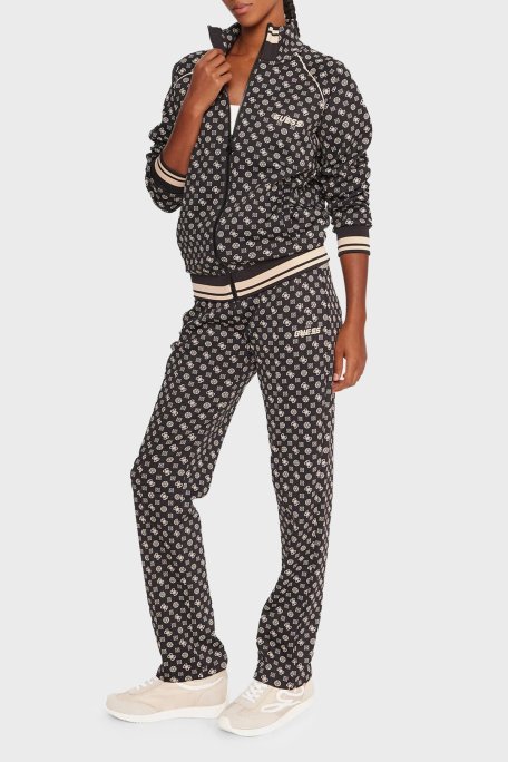 Guess Aggie 4G Logo Baskılı Regular Fit Dik Yaka Scuba V5YQ03KB212 Bayan Sweat V5YQ03 KB212 PJ4P SİYAH - Guess (1)