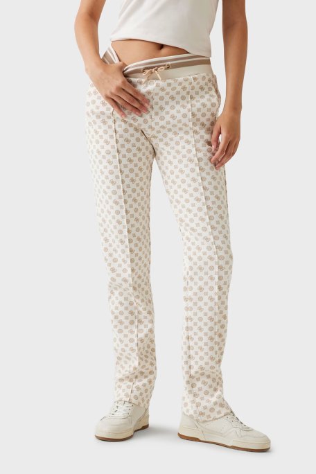 Guess Aggie Scuba Regular Fit Logo Baskılı Normal Bel V5YB20KB212 Bayan Pantolon V5YB20 KB212 P0OR KREM - Guess