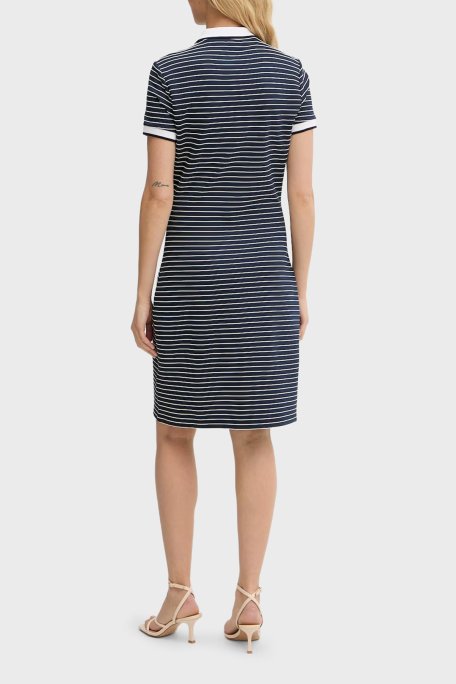 Guess Alphonsin Slim Fit Çizgili Düğmeli Polo Yaka W6GK14K2948 Bayan Elbise W6GK14 K2948 SB09 LACİVERT - Guess (1)