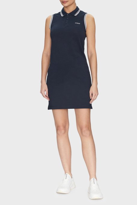 Guess Amaryllis Pamuklu Regular Fit Polo Yaka Mini V5GK04KCOK1 Bayan Elbise V5GK04 KCOK1 A71W LACİVERT - Guess (1)