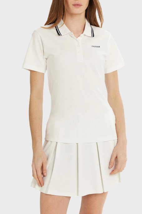 Guess Amaryllis Pamuklu Slim Fit V5GP06KCOK1 Bayan Polo Yaka T Shirt V5GP06 KCOK1 G011 BEYAZ - Guess