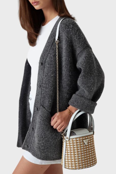 Guess Atalia Çıkarılabilir Zincir Askılı HWWG9647030 Bayan Çanta HWWG96 47030 NTW BEYAZ-BEJ - Guess (1)