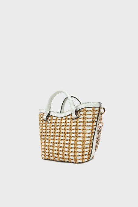 Guess Atalia Çıkarılabilir Zincir Askılı HWWG9647750 Bayan Çanta HWWG96 47750 NTW BEYAZ-BEJ - Guess (1)