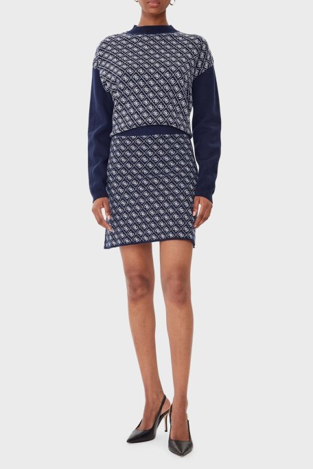 Guess Aubrey 4G Logolu Slim Fit Lastikli Bel Mini Boy W5BD81Z3JD2 Bayan Etek W5BD81 Z3JD2 FBDI LACİVERT - Guess (1)