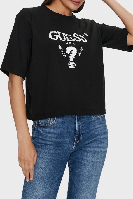 Guess Aurelie Pamuklu Payetli Relaxed Fit Bisiklet Yaka V4YI06I3Z14 Bayan T Shirt V4YI06 I3Z14 FJ8N SİYAH - Guess