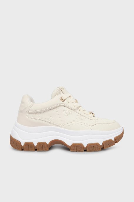 Guess Berrett2 4G Logolu Kalın Taban Sneaker FLFBRTPEL12 Bayan Ayakkabı FLFBRT PEL12 CREAM KREM - Guess