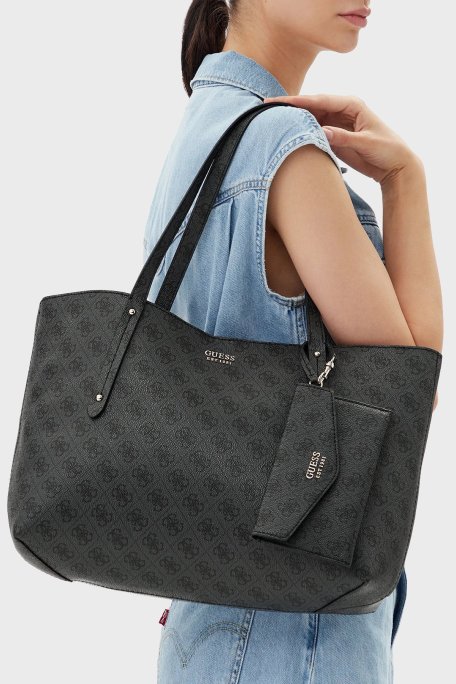 Guess Brenton 4G Logo Baskılı Sabit Çift Askılı Büyük HWLG9648230 Bayan Çanta HWLG96 48230 CLO ANTRASİT - Guess (1)
