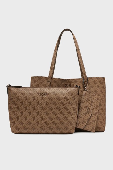 Guess Brenton 4G Logo Baskılı Sabit Çift Askılı Büyük HWLG9648230 Bayan Çanta HWLG96 48230 LTL KAHVE - Guess