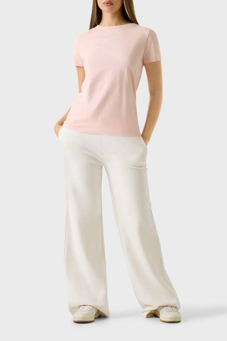 Guess Briana Pamuklu Regular Fit Taşlı Logolu Bisiklet Yaka V3BI11J1314 Bayan T Shirt V3BI11 J1314 G63M Pudra - Guess (1)