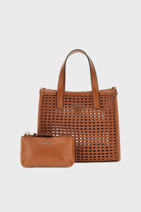 Guess Brigitta Hasır Görünümlü Çıkarılabilir Askılı Mini HWWZ7206770 Bayan Çanta HWWZ72 06770 COG TABA - Guess