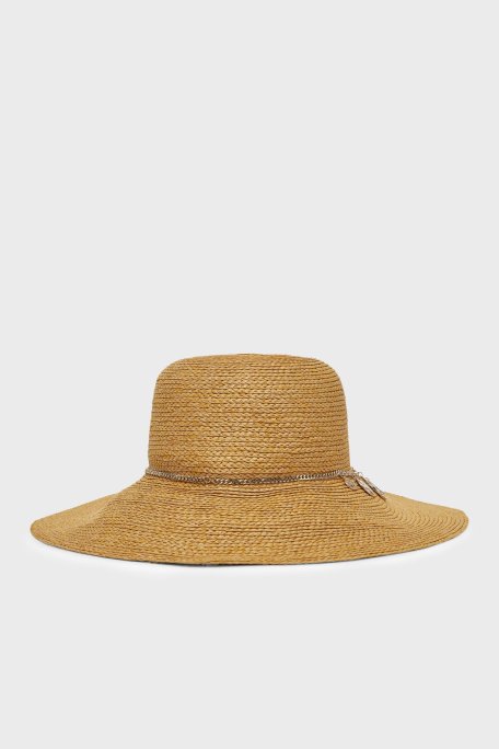 Guess Brim Metal Charmlı Hasır Bayan Şapka AW5290 NYL01 NAT AÇIK KAHVE - Guess (1)