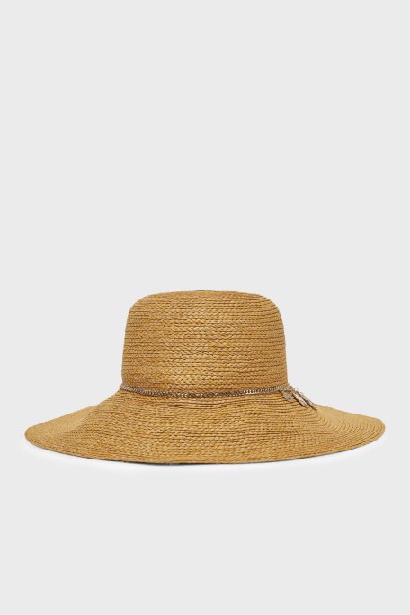 Guess Brim Metal Charmlı Hasır Kadın Şapka AW5290 NYL01 NAT AÇIK KAHVE - Guess (1)