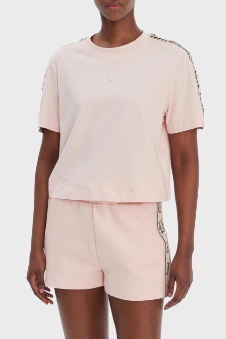 Guess Britney Logolu Pamuklu Boxy Fit Bisiklet Yaka V3RI08I3Z14 Bayan T Shirt V3RI08 I3Z14 G67B PEMBE - Guess