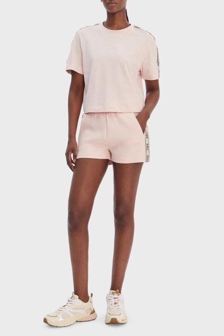 Guess Britney Logolu Pamuklu Boxy Fit Bisiklet Yaka V3RI08I3Z14 Bayan T Shirt V3RI08 I3Z14 G67B PEMBE - Guess (1)