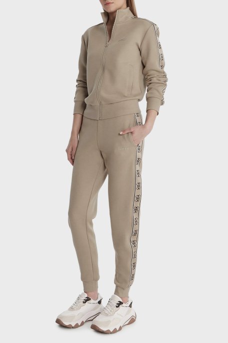 Guess Britney Regular Fit Dik Yaka Fermuarlı V2YQ16KB3P2 Bayan Sweat V2YQ16 KB3P2 G1CA BEJ - Guess (1)