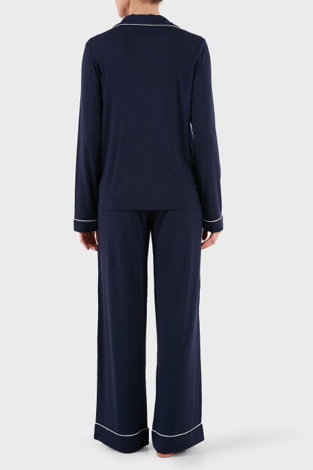 Guess Carlyn Logolu Regular Fit Düğmeli Uzun Kollu O4BX07KCIN2 Bayan Pijama Takımı O4BX07 KCIN2 G757 LACİVERT - Guess (1)