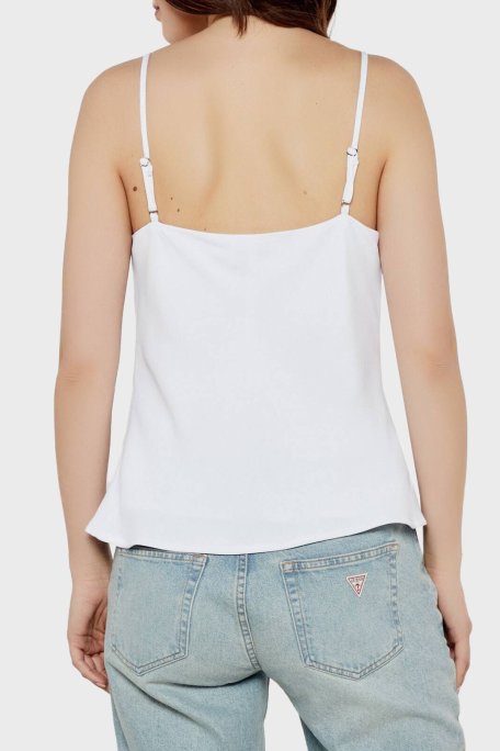 Guess Caroline Regular Fit V Yaka Logolu W5GH58WGLD2 Bayan Top W5GH58 WGLD2 G011 BEYAZ - Guess (1)