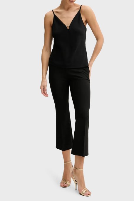 Guess Caroline Regular Fit V Yaka Logolu W5GH58WGLD2 Bayan Top W5GH58 WGLD2 JBLK SİYAH - Guess (1)