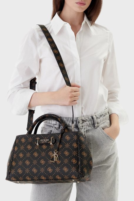 Guess Carrie Logo Çıkarılabilir Askılı HWGP9898060 Bayan Çanta HWGP98 98060 ESL KAHVE - Guess (1)