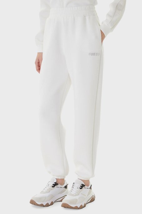 Guess Cecilia Scuba Logolu Normal Bel V4BB13K7UW2 Bayan Pantolon V4BB13 K7UW2 G6K5 KREM - Guess