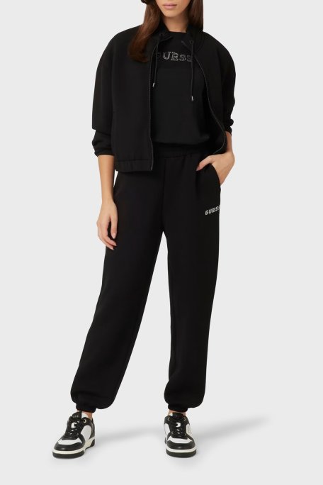 Guess Ceilia Taşlı Logolu Relaxed Fit Ribanalı Paça Jogger V4BB13K7UW2 Bayan Pantolon V4BB13 K7UW2 JBLK SİYAH - Guess (1)