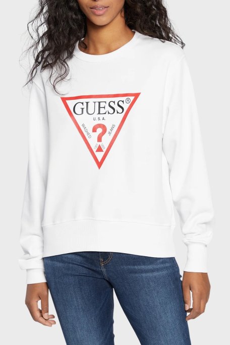 Guess Cn Original Pamuklu Regular Fit Bisiklet Yaka W2YQ16KBA11 Bayan Sweat W2YQ16 KBA11 G011 BEYAZ - Guess