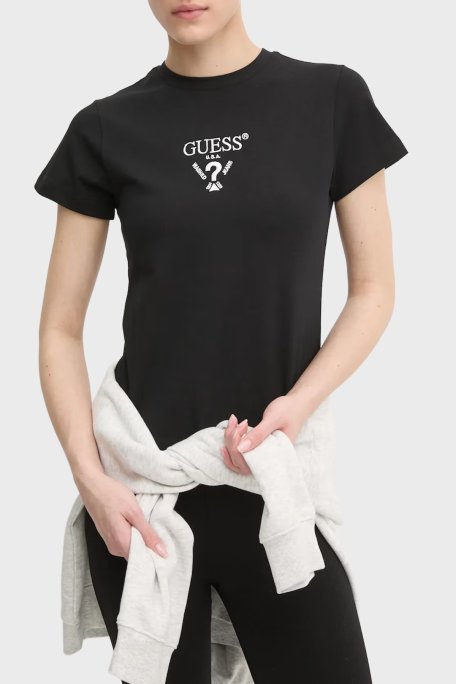 Guess Colette Pamuklu Slim Fit Logolu Bisiklet Yaka V4YI21KCDH1 Bayan T Shirt V4YI21 KCDH1 FJ8N SİYAH - Guess