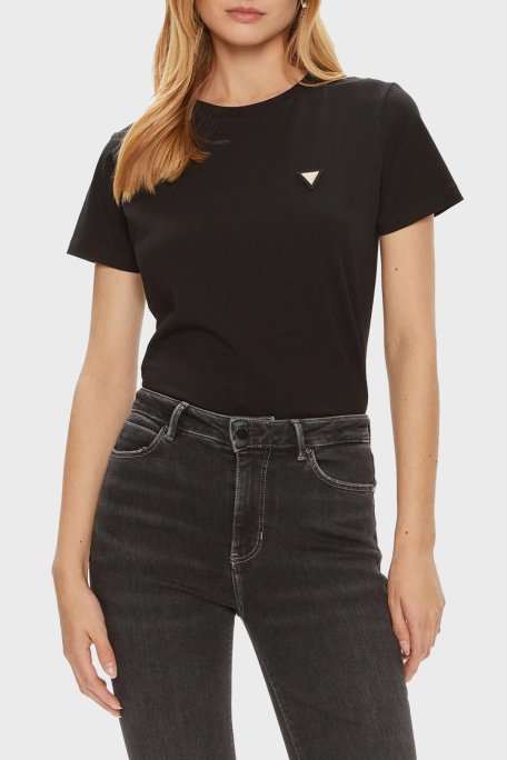 Guess Colette Streç Pamuklu Regular Fit Bisiklet Yaka V4YI09J1314 Bayan T Shirt V4YI09 J1314 JBLK SİYAH - Guess