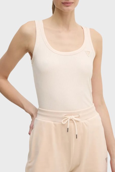 Guess Colettte Fitilli Kalın Askılı Regular Fit Yuvarlak Yaka V4YP06K8RT2 Bayan Top V4YP06 K8RT2 G6K5 EKRU - Guess