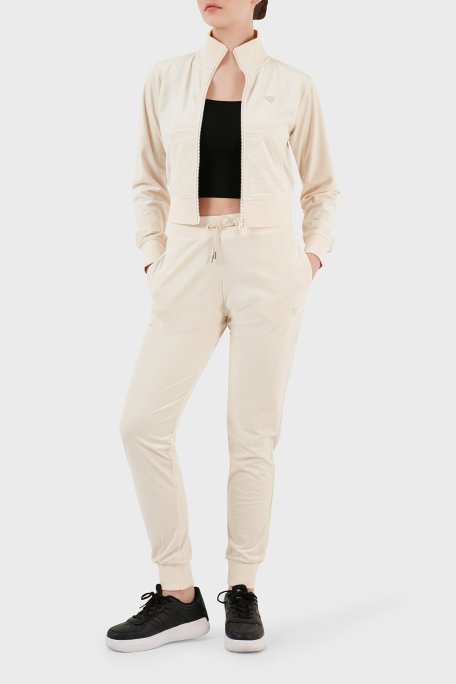 Guess Couture Regular Fit Dik Yaka Kadife Bayan Sweat V3BQ22KBXI2 G1F7 KREM - Guess (1)