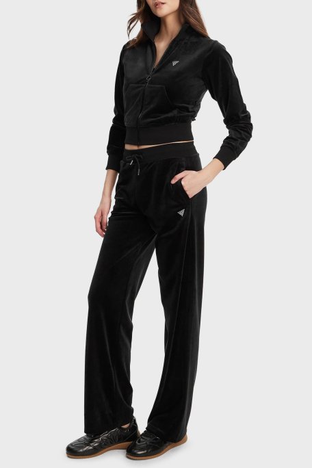 Guess Couture Taşlı Regular Fit Yüksek Bel Kadife Jogger V3BB26K0232 Bayan Pantolon V3BB26 K0232 JBLK SİYAH - Guess (1)